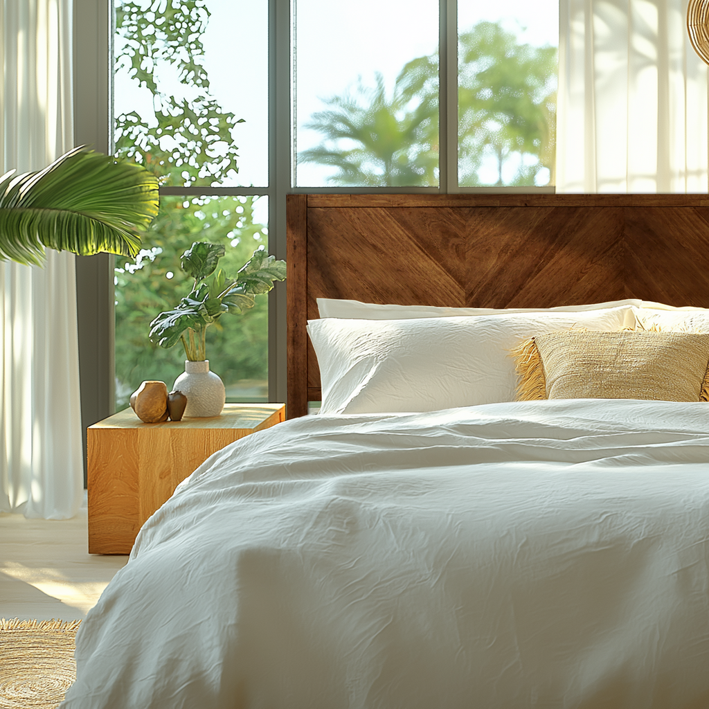 Acacia Solid Wood Bed Frame - Alander Deluxe Platform Bed