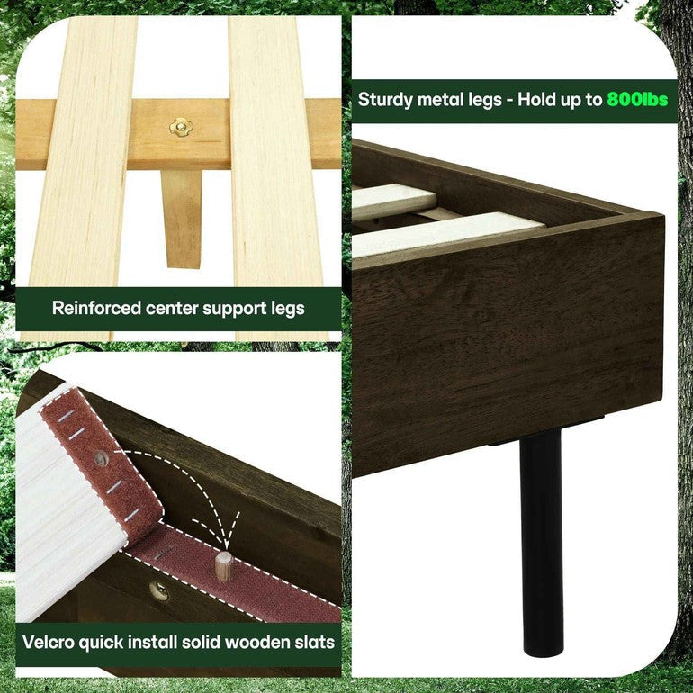 Acacia Solid Wood Bed Frame - Alander Deluxe Platform Bed