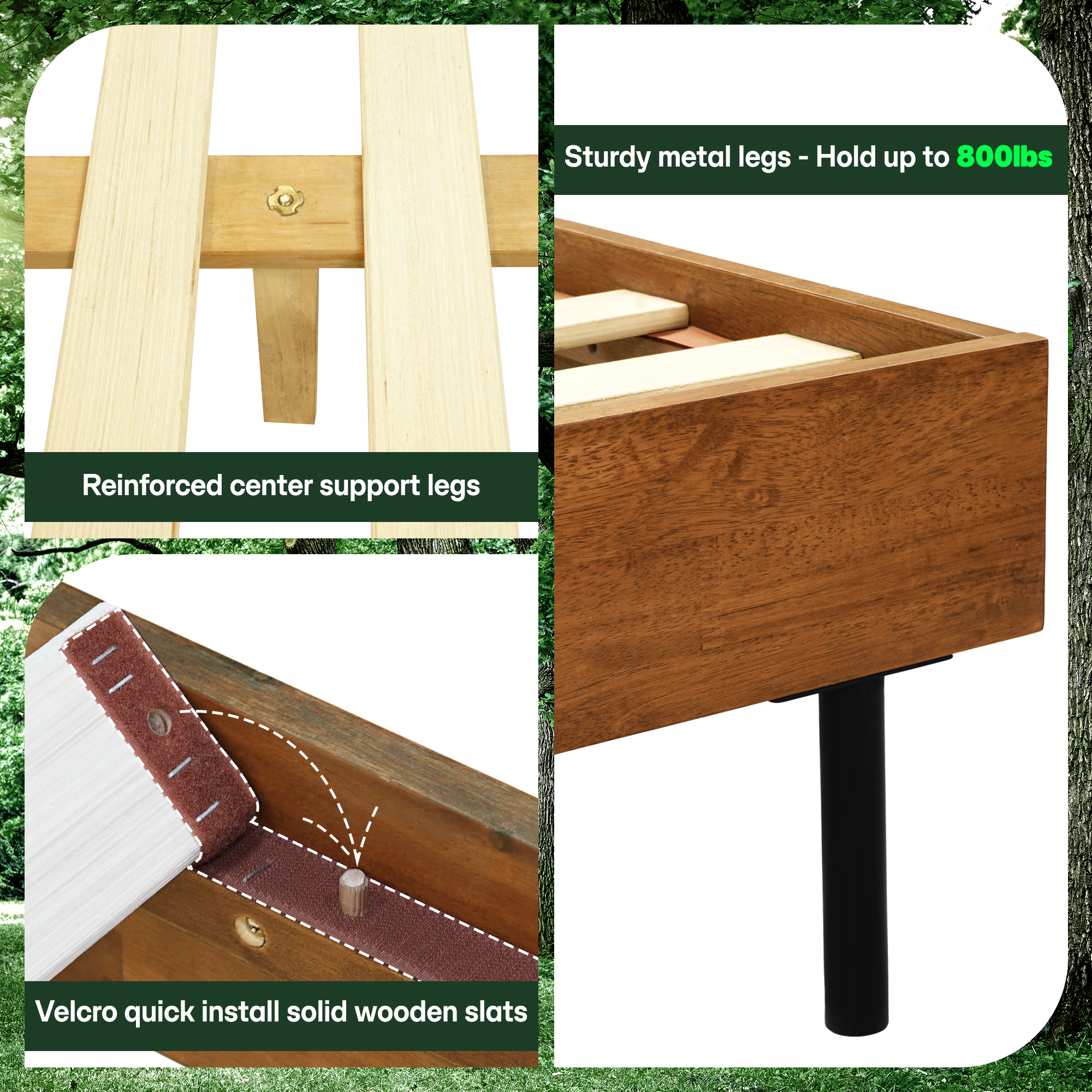 Acacia Solid Wood Bed Frame - Alander Deluxe Platform Bed