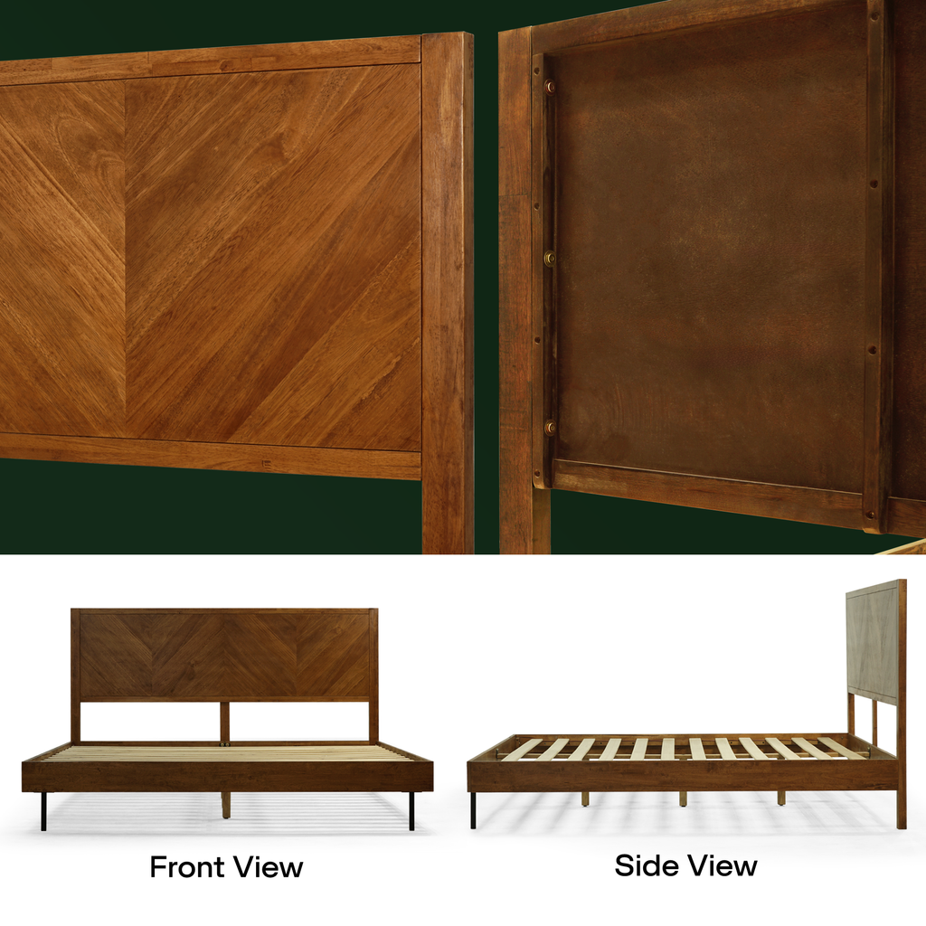 Acacia Solid Wood Bed Frame - Alander Deluxe Platform Bed