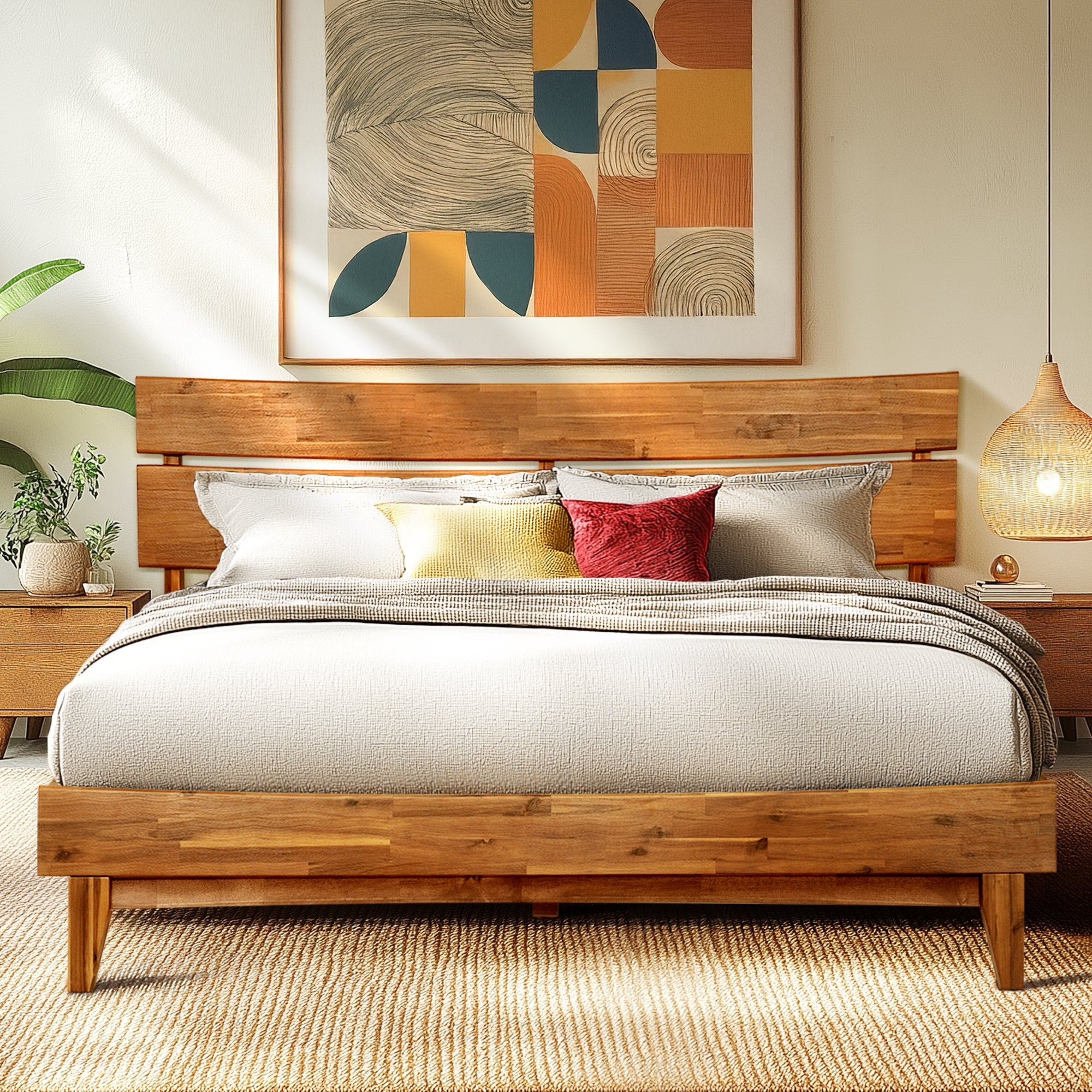 Acacia Solid Wood Bed Frame - Aurora Style for a Stylish Bedroom