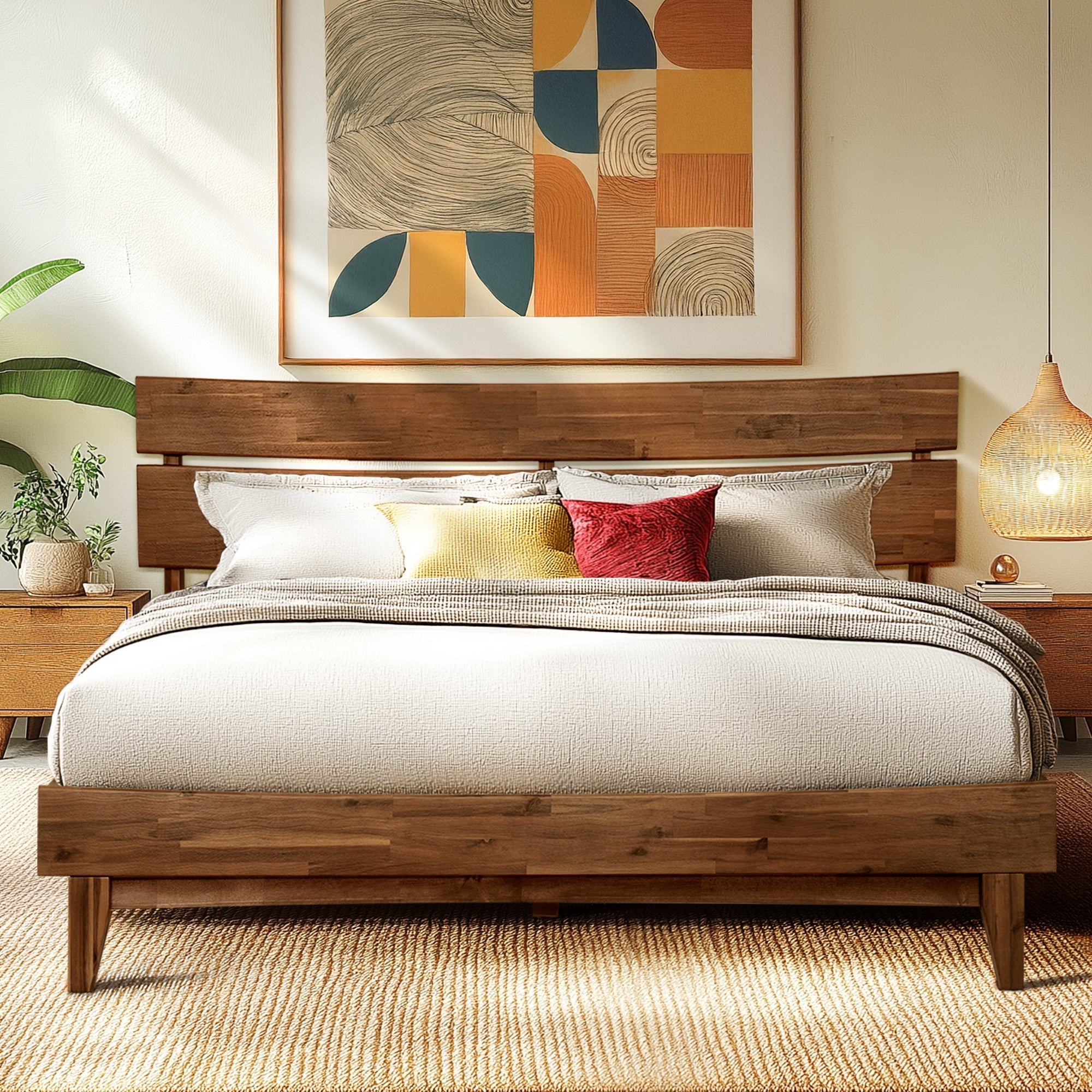 Acacia Solid Wood Bed Frame - Aurora Style for a Stylish Bedroom