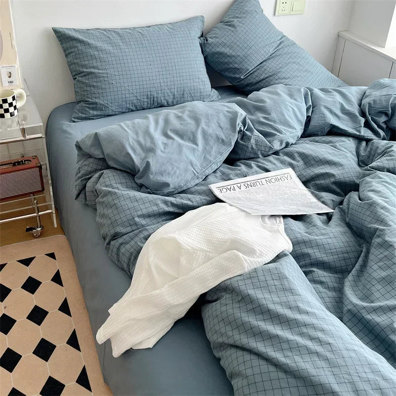 DecorBites™ Japanese Style Cotton Printed 4Pcs Bedding Set with Double-Sided Design