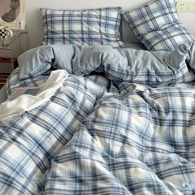 DecorBites™ Japanese Style Cotton Printed 4Pcs Bedding Set with Double-Sided Design