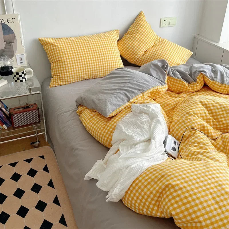 DecorBites™ Japanese Style Cotton Printed 4Pcs Bedding Set with Double-Sided Design