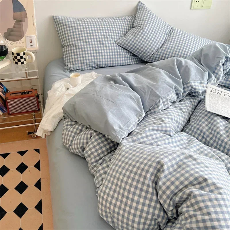 DecorBites™ Japanese Style Cotton Printed 4Pcs Bedding Set with Double-Sided Design